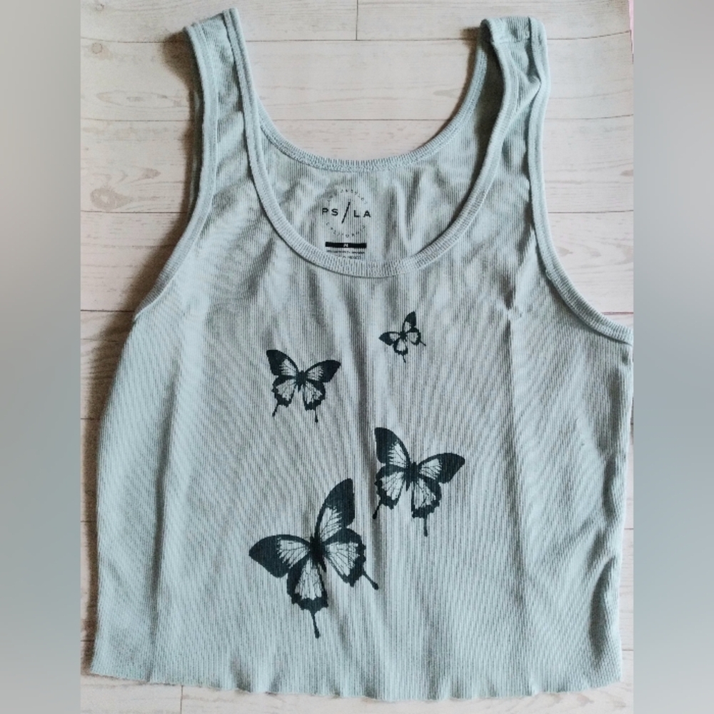 PacSun Butterfly Print Blue Tank Top Size M